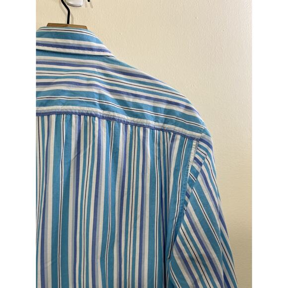 Nat Nast Coastal American Fit Retro Resort Striped Boho Preppy Button Up Shirt M - Picture 10 of 15